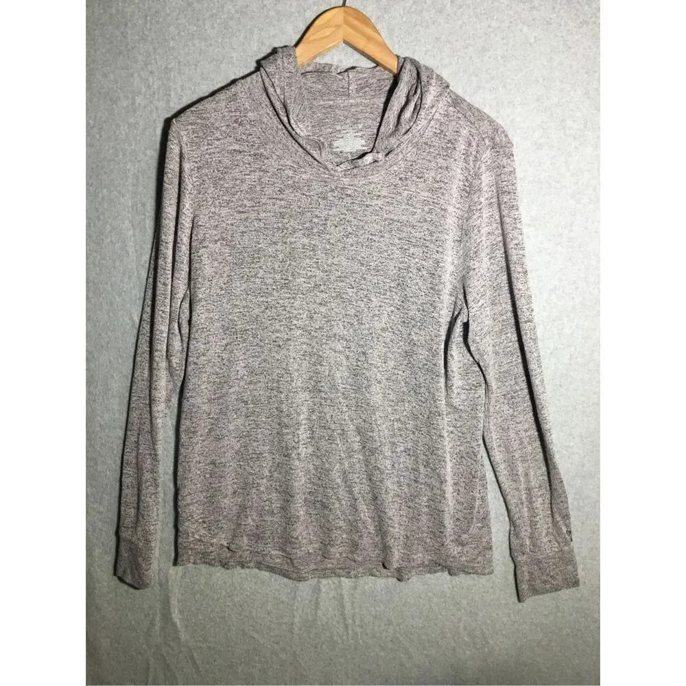 Womens Cuddl Duds Hoodie Grey Thin Soft Athleisure Lounge Wear Soft Knit
